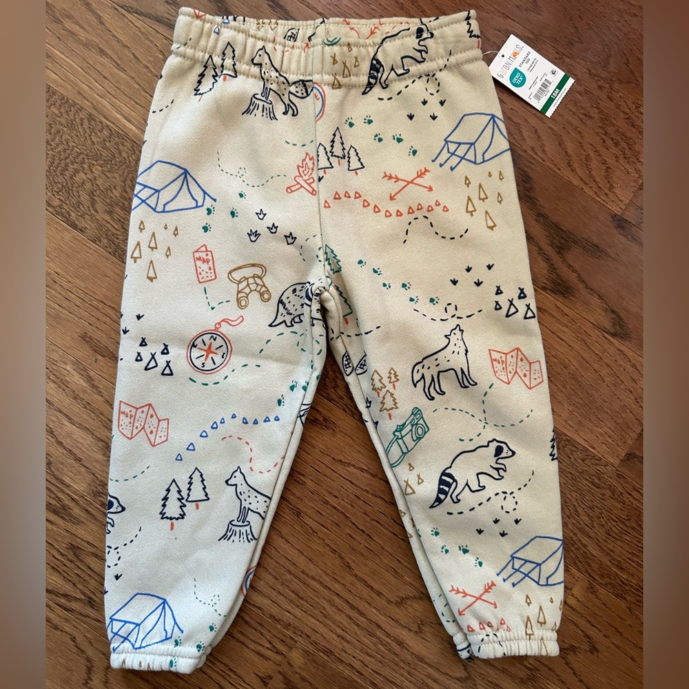Garanimals Cream Joggers with Blue, Green, Orange and Black Camp Print